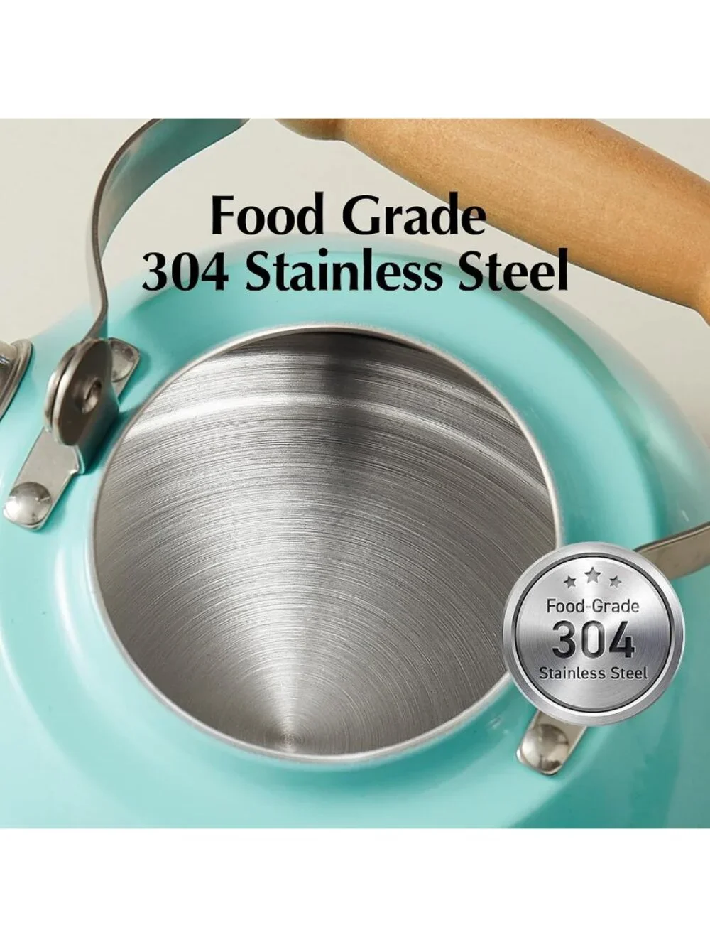 Green Stainless Steel Kitchen Whistling Stovetop Tea Kettle 1.6 QT Cool Handle